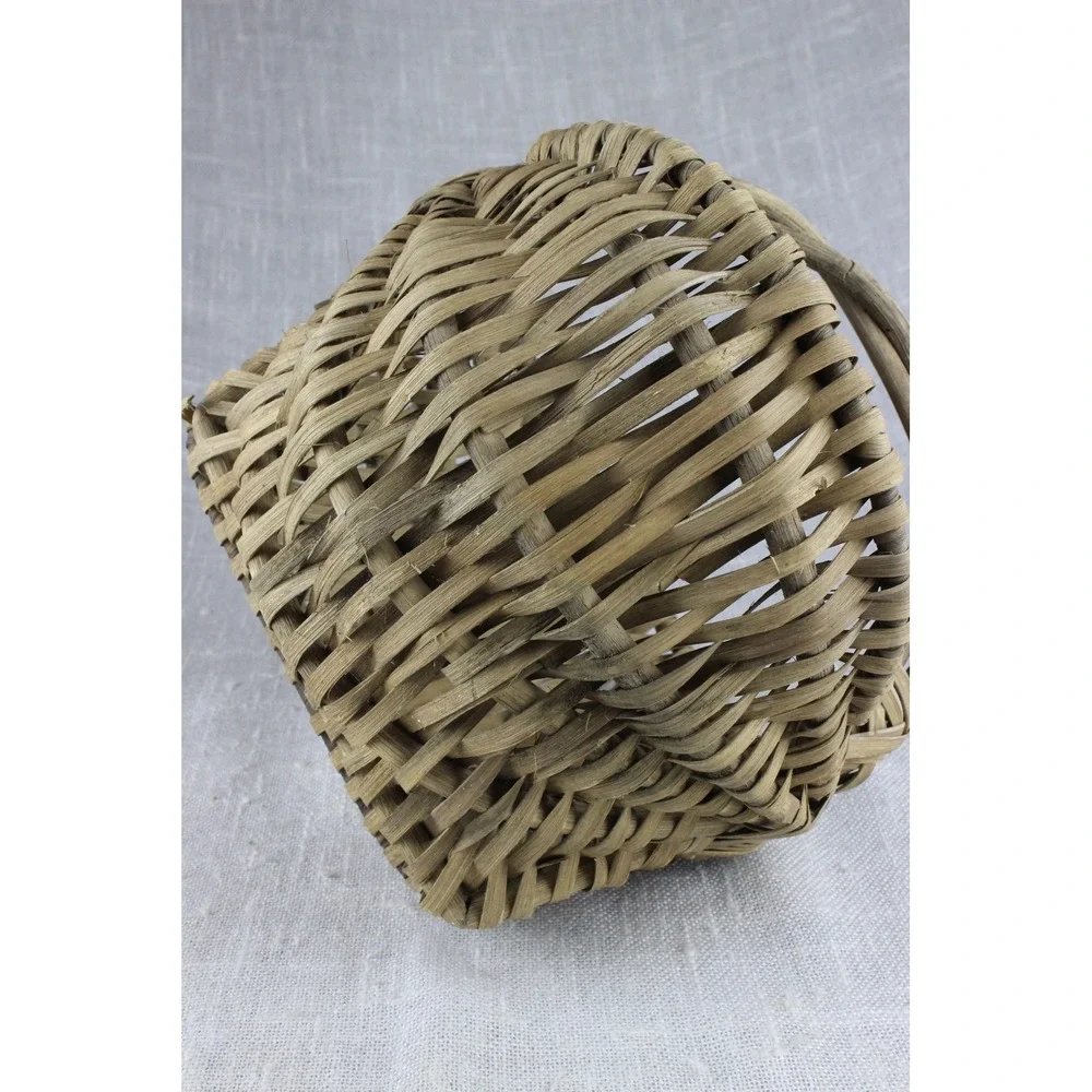 Vintage Woven Oak Splint Basket Primitive Appalachian Egg Basket Handle